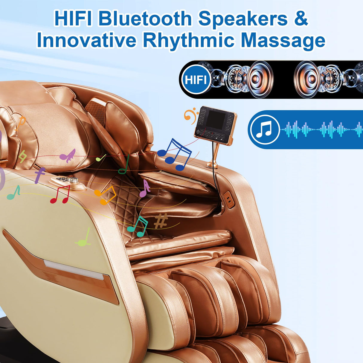 MEROUS 4D Zero Gravity Massage Chair Recliner, Easy Control SL-Track Shiatsu Massage Chair Full Body with Body Scan,Waist Heating,Bluetooth,Foot Rollers,32 Airbags&Extended Footrest (Gold) MEROUS