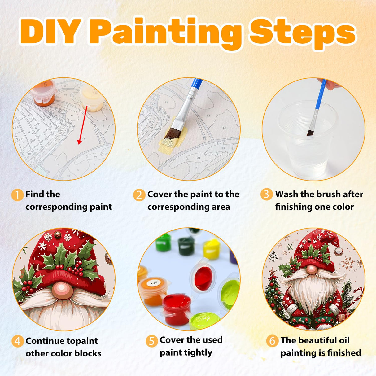 CRZMODE Christmas Paint by Numbers Kit for Adults, Gnome Paint by Numbers for Adults, Acrylic Painting Crafts for Home Decor Gift (16x16inch) CRZMODE