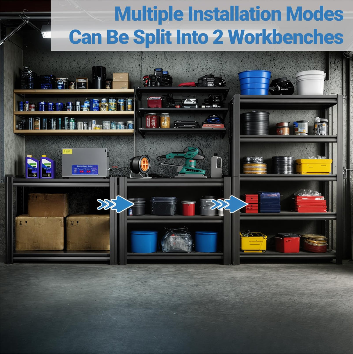 FLEXIMOUNTS Garage Shelving,Garage Shelving Heavy Duty,5 Tier Adjustable Metal Shelving Unit,Garage Storage Shelves 78" H × 47.2" W × 18" D FLEXIMOUNTS