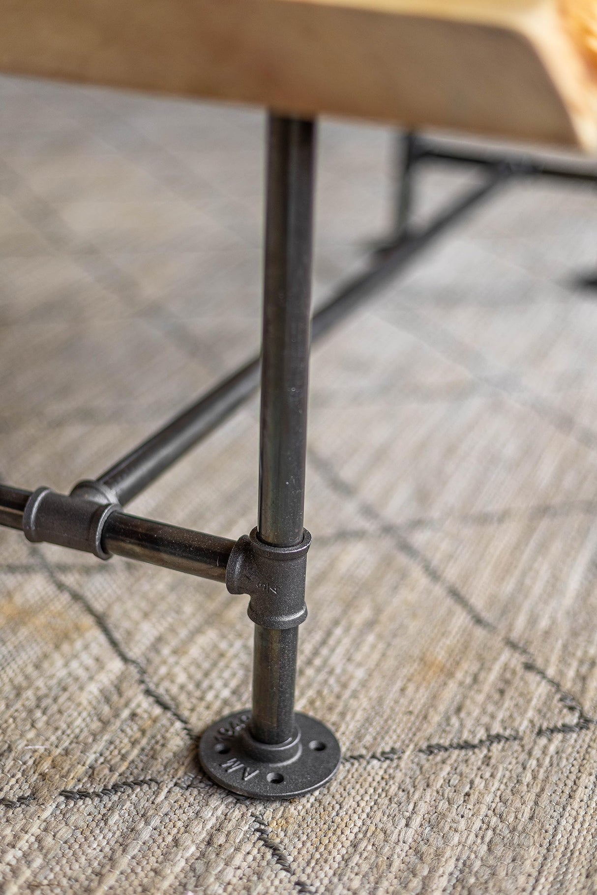 Handcrafted SRLWerks Industrial Pipe & Wood Coffee Table Live Edge Rustic Vintage Coffee Tables — House Modern Coffee Table — Natural Wood Coffee Table — Living Room Furniture (Honey Pine) Handcrafted