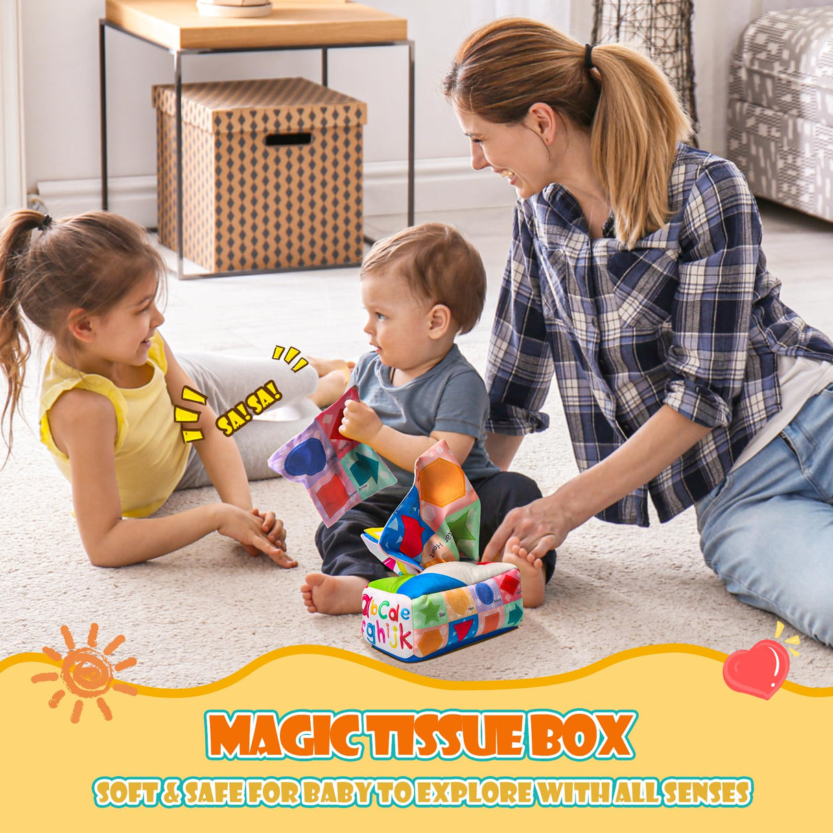 Montessori Toys for Babies 6-12 Months,1 Year Old,8 in 1 Learning Educational Set Wooden Sensory Toys for Baby Toys 12-18 Months (Includes Tissue Box Toy,Rainmaker and More) Tooysea
