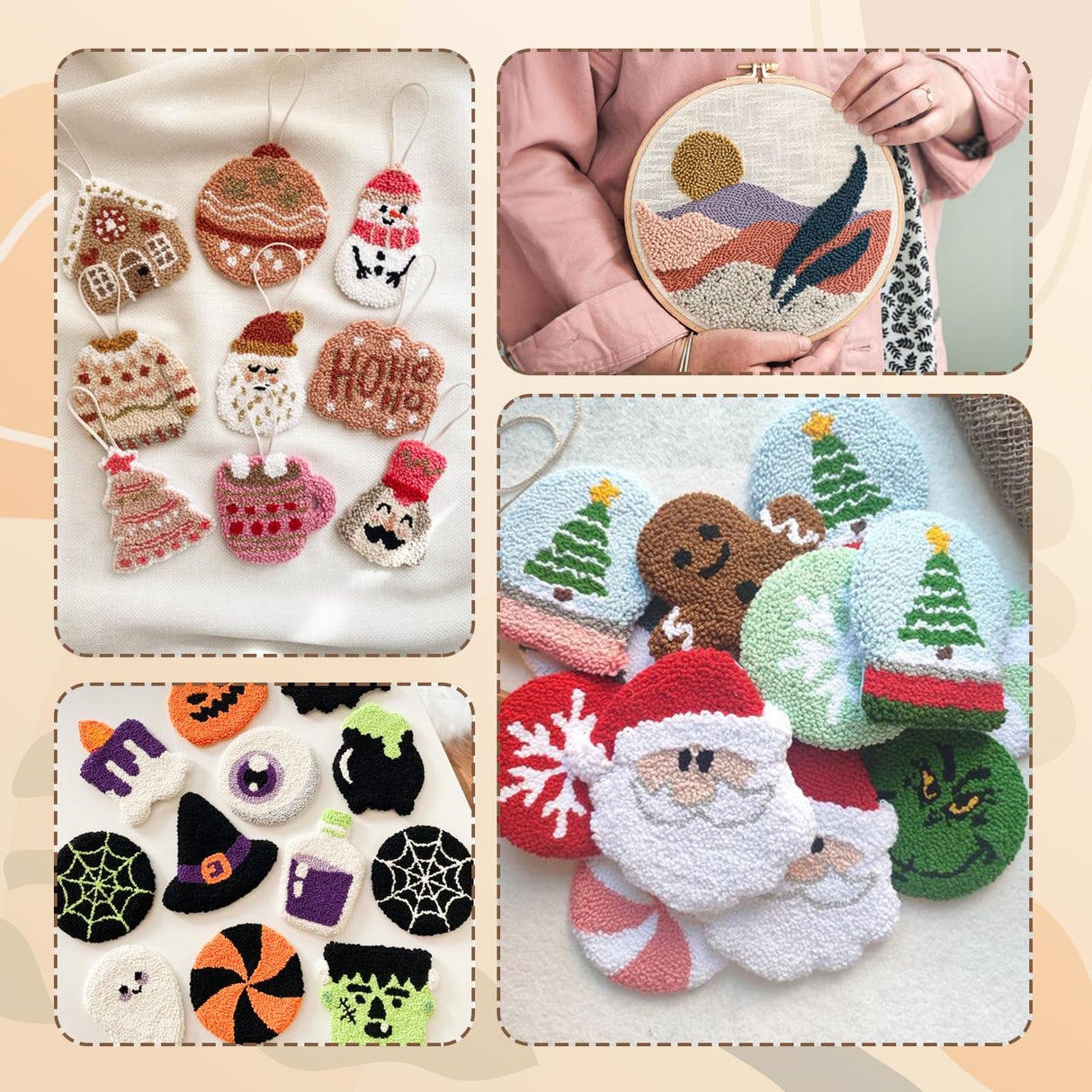 37Pcs Punch Needle Embroidery Kit - Complete for Needle Punching - Includes Punch Needle Tools in Various Sizes,Perfect for Crafting&Gift(White) Zuaooz