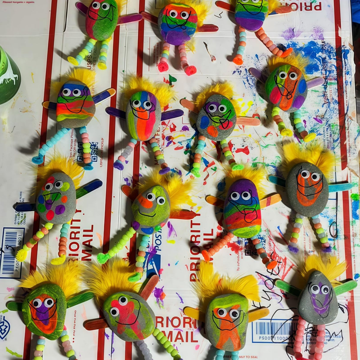 MSACC 125PCS Rock Painting DIY Kit, Arts and Crafts for Girls Boys Rocks Tween Gift Art Set, Craft Kits with Gem Stickers Googly Eyes Paintbrushes DIY Twisting Stick Mini Bows Yarn Pom Pom Balls MSACC