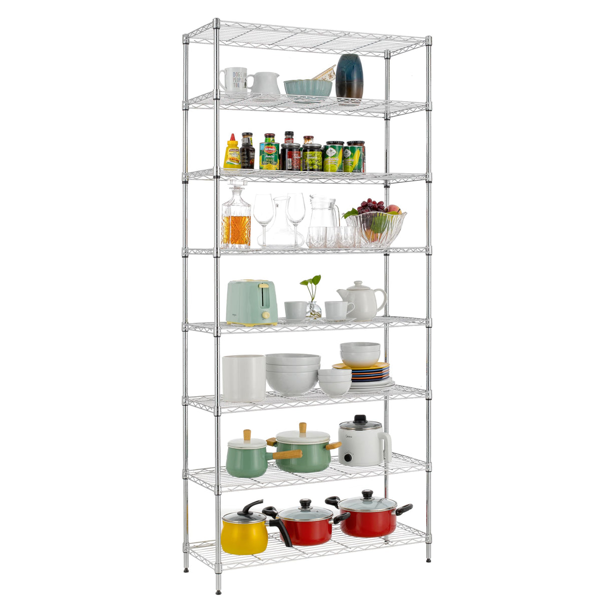 Finnhomy 8-Tier Wire Shelving Unit Adjustable Steel Wire Rack Shelving, 14x36x80 Inches 8 Shelves Metal Storage Rack, Pantry Shelves for Storage, Metal Garage Shelves with NSF Certified, Chrome Finnhomy