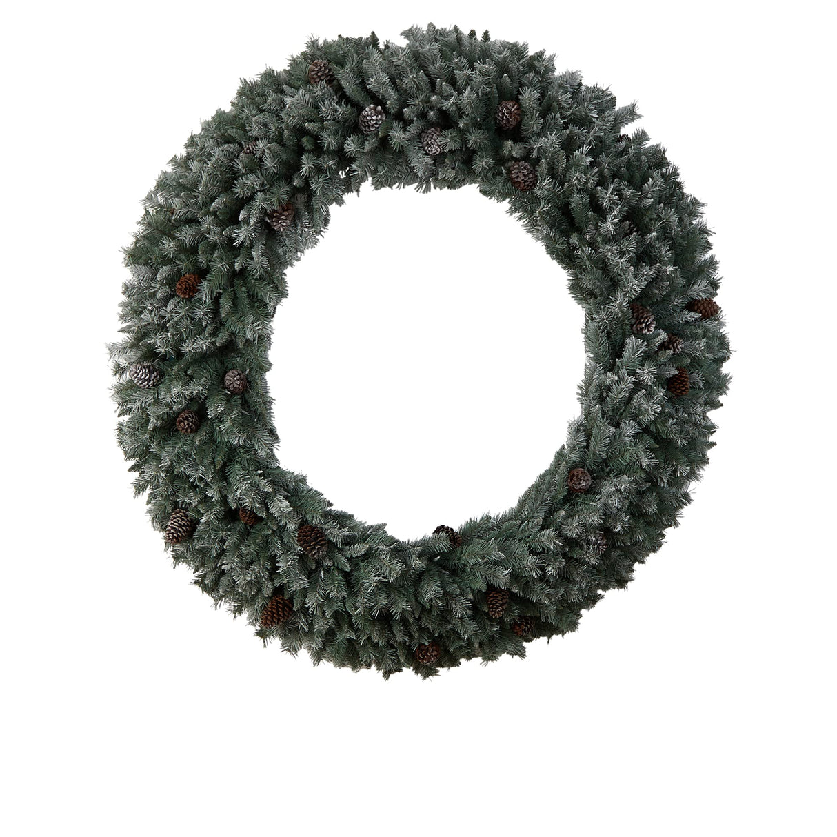 Nearly Natural 6ft. Giant Flocked Christmas Artificial Wreath with Pinecones, 600 Clear LED Lights and 1000 Bendable Branches Nearly Natural
