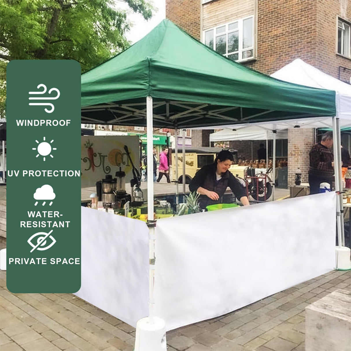 Eurmax USA Instant SunWall for 10x10 Pop up Canopy with Strap, Canopy Half Walls,for Outdoor Instant Canopies, 2 Packs Half Sidewall Only(White) Eurmax