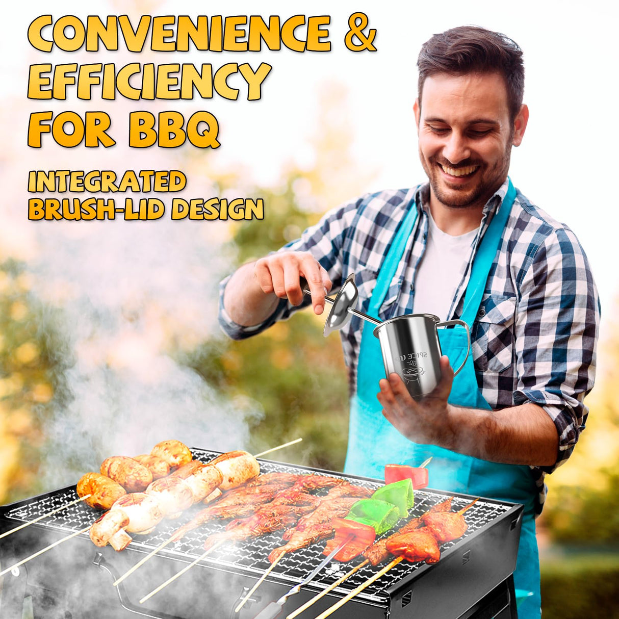 Grilling Accessories Men Women Gifts - BBQ Baster Brush and Sauce Basting Pot Set Christmas Stocking Stuffers Birthday Dad Mom Son Husband Chef Tools Smoker Unique Cooking Gadgets Kitchen Essentials LONGESISM
