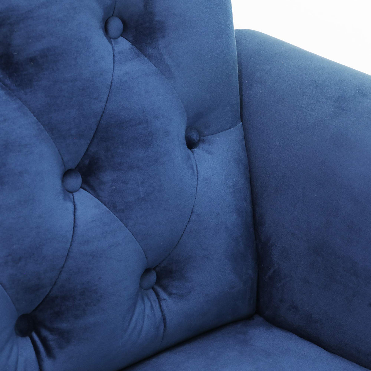 Furinno Bastia Vintage Modern Chesterfield Button Tufted 3-Seater Sofa Couch for Living Room, Navy Velvet Furinno