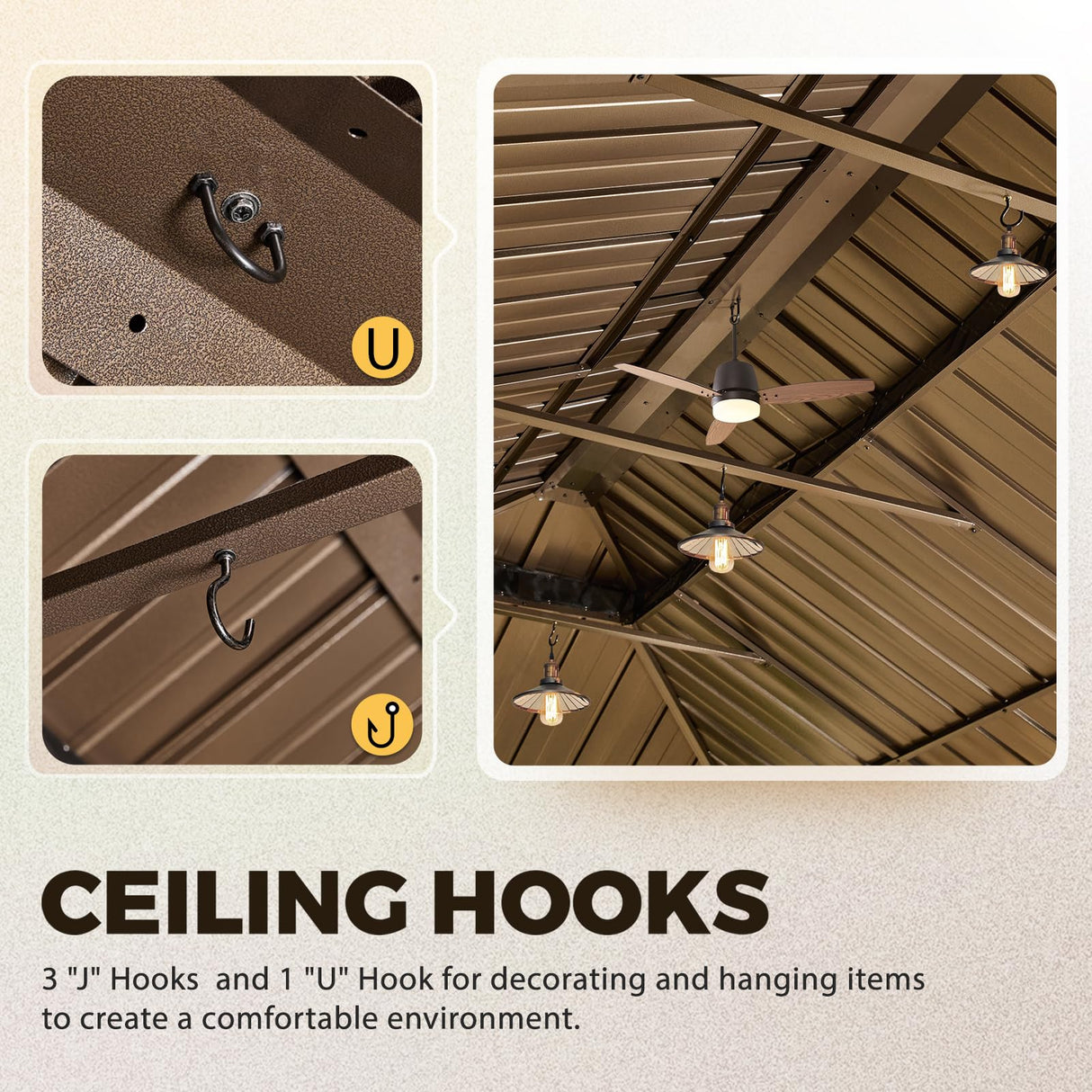 YOLENY 12' x 18' Hardtop Gazebo, Metal Gazebo with Aluminum Frame, Double Galvanized Steel Roof, Curtains and Netting Included, Metal Gazebos Pergolas for Patios, Garden, Parties, Lawns YOLENY