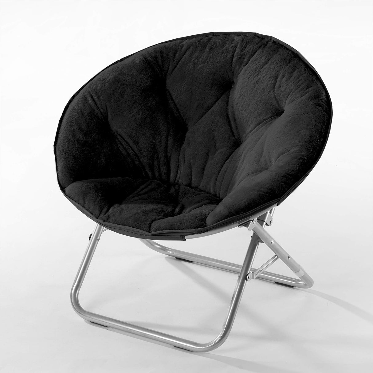 Urban Lifestyle Faux Fur Saucer Chair, One Size, Black Urban Lifestyle