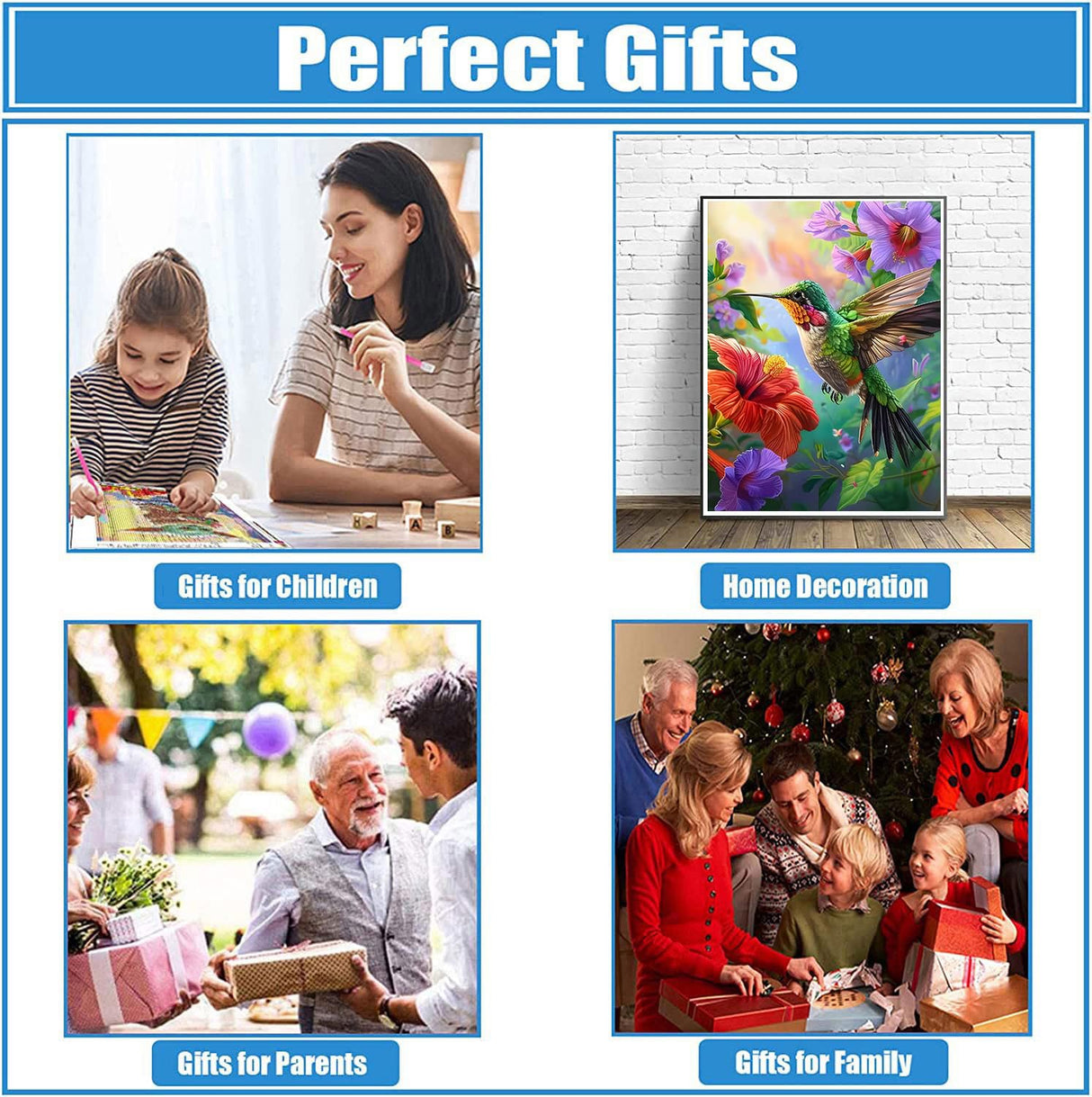 DPHERO Hummingbird Diamond Painting Kits for Beginners Adults,5D DIY Colourful Flowers Diamond Art Kits,Round Full Drill Diamond Painting Art,DIY Painting by Numbers Diamond Art Painting 12x16 inch DPHERO