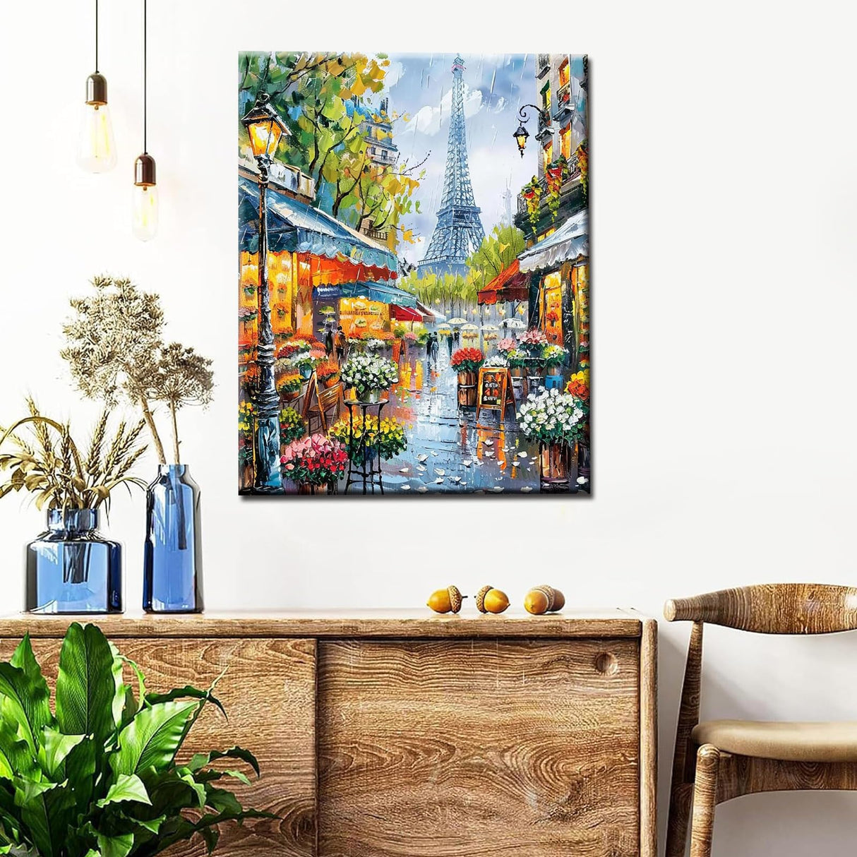 Tucocoo Graffitic Eiffel Tower Paint by Number America Cityscape DIY Oil Painting on Canvas with Brushes Acrylic Landscape Paint by Numbers for Adults Beginner 16x20 Inch Home Decor(Without Frame) Tucocoo