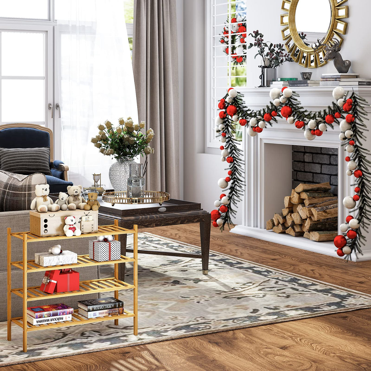 4-Tier Bamboo Shoe Rack for Entryway, Stackable | Heavy Duty | Multi-Function, Free Standing Shoe Racks for Bedroom Hallway Closet Furshus