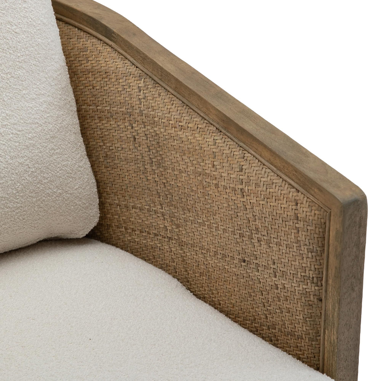 Brown Swivel Barrel Chair & Rattan Accent Chair, Club Chair, Small Chair, Corner Chairs & Reading Chair for Bedroom, Side Chairs for Living Room, Reading Nook Chair for Adults (Beige Boucle) Anwick