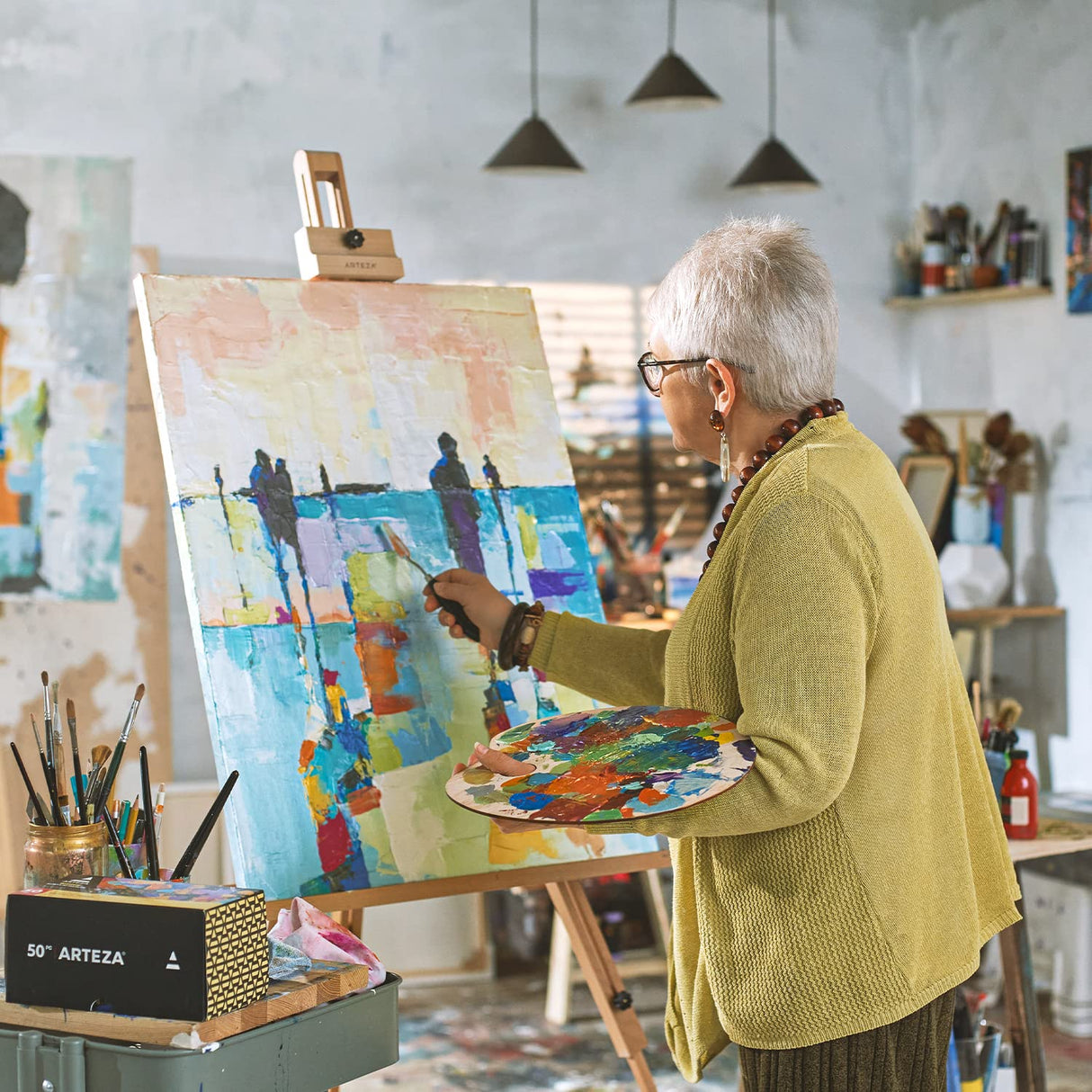 Arteza Metallic Acrylic Paint Set, 50 Colors, 0.41 fl oz/12ml Tubes of Craft Paint, Heavy-Body, Colorful Addition to Your Art Supplies ARTEZA