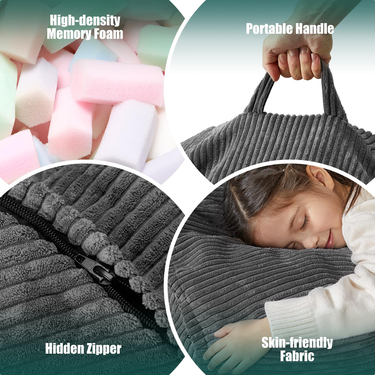 Hobestluk 3.5FT Bean Bag Chair Large Bean Bag with Filler Included Bean Bag Chairs for Adults Teardrop Bean Bag Chair with Removable Cover for Bedroom Living Room - (Large, Grey) Hobestluk