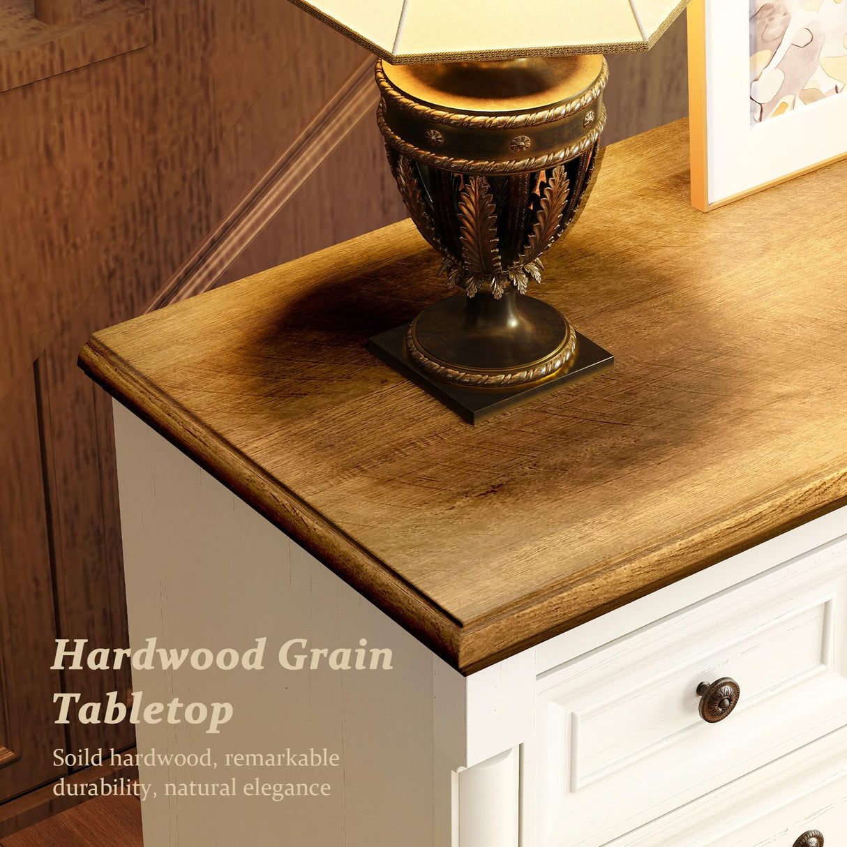 Concho Farmhouse 11 Drawers Dresser for Bedroom, 53'' Wide Wood Chest of Drawers with Spacious Deep Storage Space, Rustic Storage Dressers Organizer, TV Stand for Living Room, Bedroom, Antique White Concho