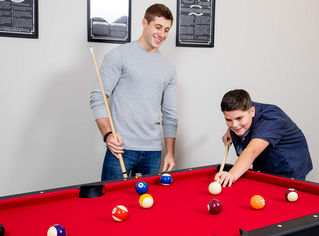 Spartan 6-ft Pool Table with Table Tennis Top - Black with Red Felt Hathaway