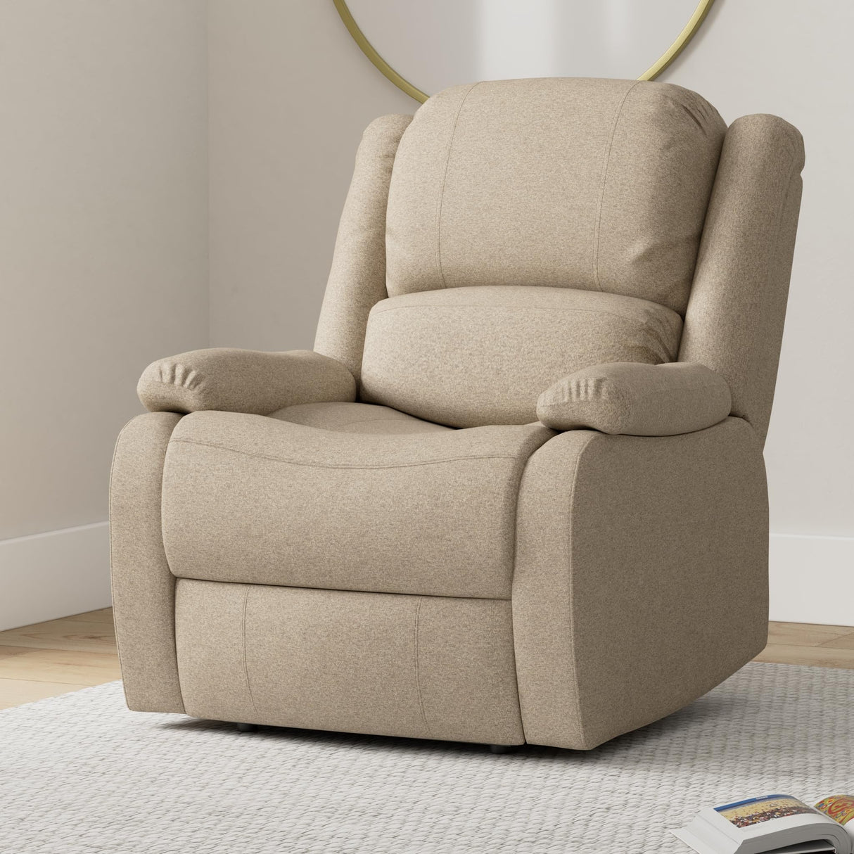 RecPro Charles Collection | 30" Powered Zero Wall RV Recliner | Wall Hugger Recliner | RV Living Room (Slideout) Chair | RV Furniture | RV Chair | Cloth (Oatmeal, 2 Chairs) RecPro