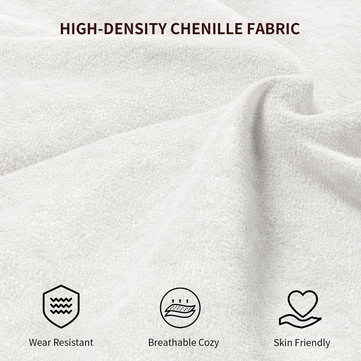 VOHOBY 82" Sofa Couch for Living Room, Modern Comfy Sofa with Extra Depth Seat and 2 Throw Pillow | 2 Armrest Pillow, 3 Seater Chenille Couches for Living Room Small Space, White VOHOBY