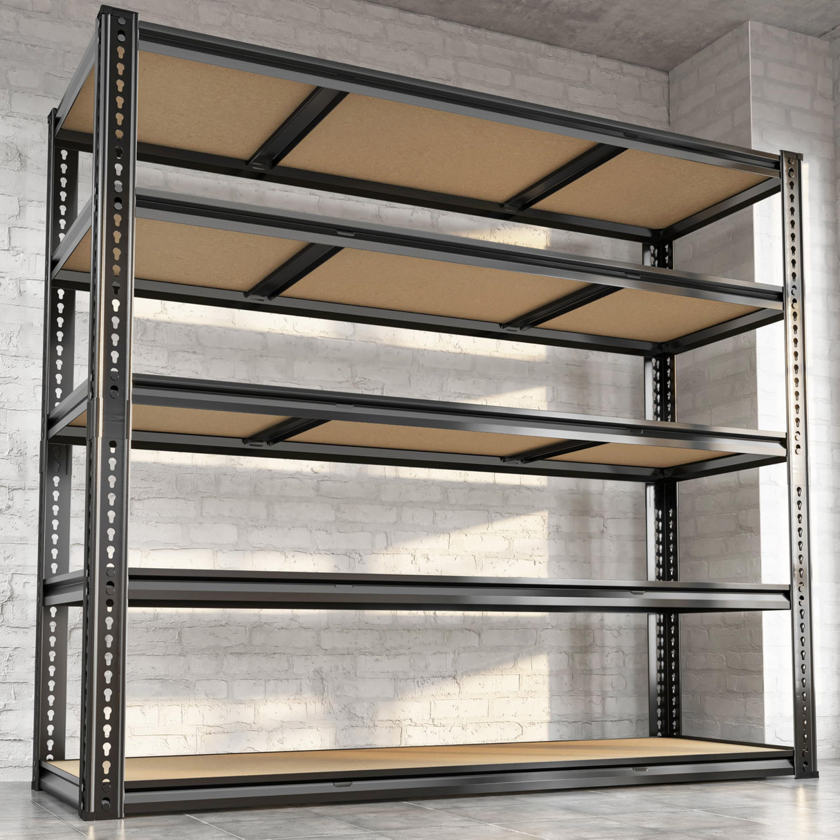 48"W Garage Shelving, 3050LBS Storage Shelves Heavy Duty, 5 Tier Metal Shelving Unit Adjustable Garage Shelves Heavy Duty Shelving for Warehouse,Commercial, Kitchen, 48" W × 18" D × 72" H, Black CypBed