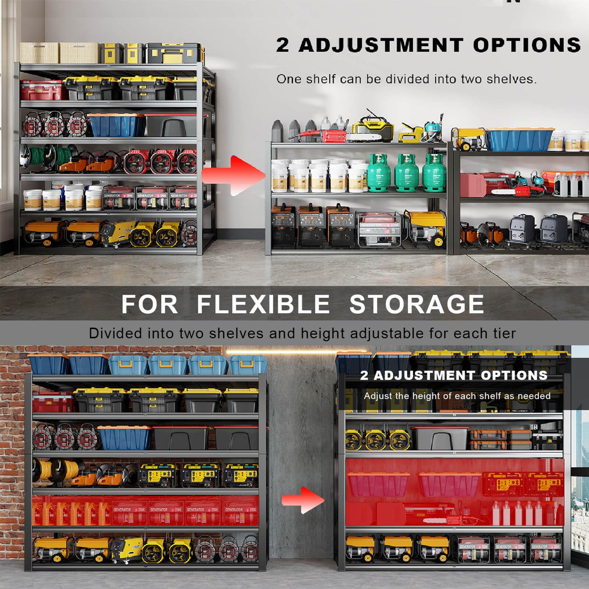 PMKES 65" W Garage Shelving Heavy Duty, 6 Tier Garage Shelves, Adjustable Storage Shelving Unit, Commercial Metal Shelf Rack for Warehouse, Pantry, School, Shop PMKES
