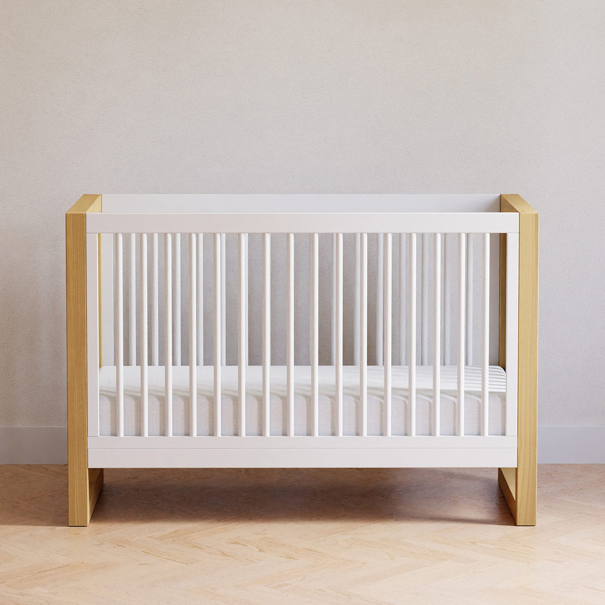 NAMESAKE Nantucket 3-in-1 Convertible Crib with Toddler Bed Conversion Kit in Warm White and Honey, Greenguard Gold Certified (M23301RWHY) NAMESAKE