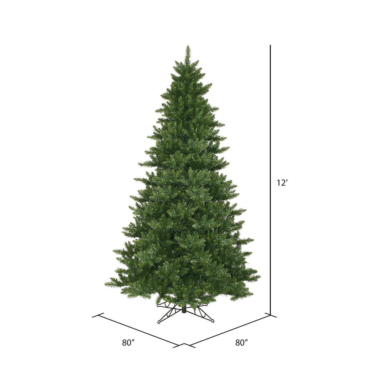Vickerman 12' Unlit Camdon Fir Slim Artificial Christmas Tree - 5128 PVC Tips - Metal Hinged Branches - Folding Metal Stand Included- Easy Assembly and Storage Vickerman