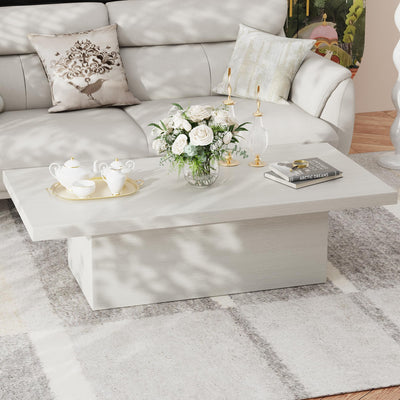 Farmhouse Coffee Table, 47.25" Modern Engineered Wood Cocktail Table, Scratch-Resistant Accent Table with Sturdy Frame for Living Room, Home Office & Lounge