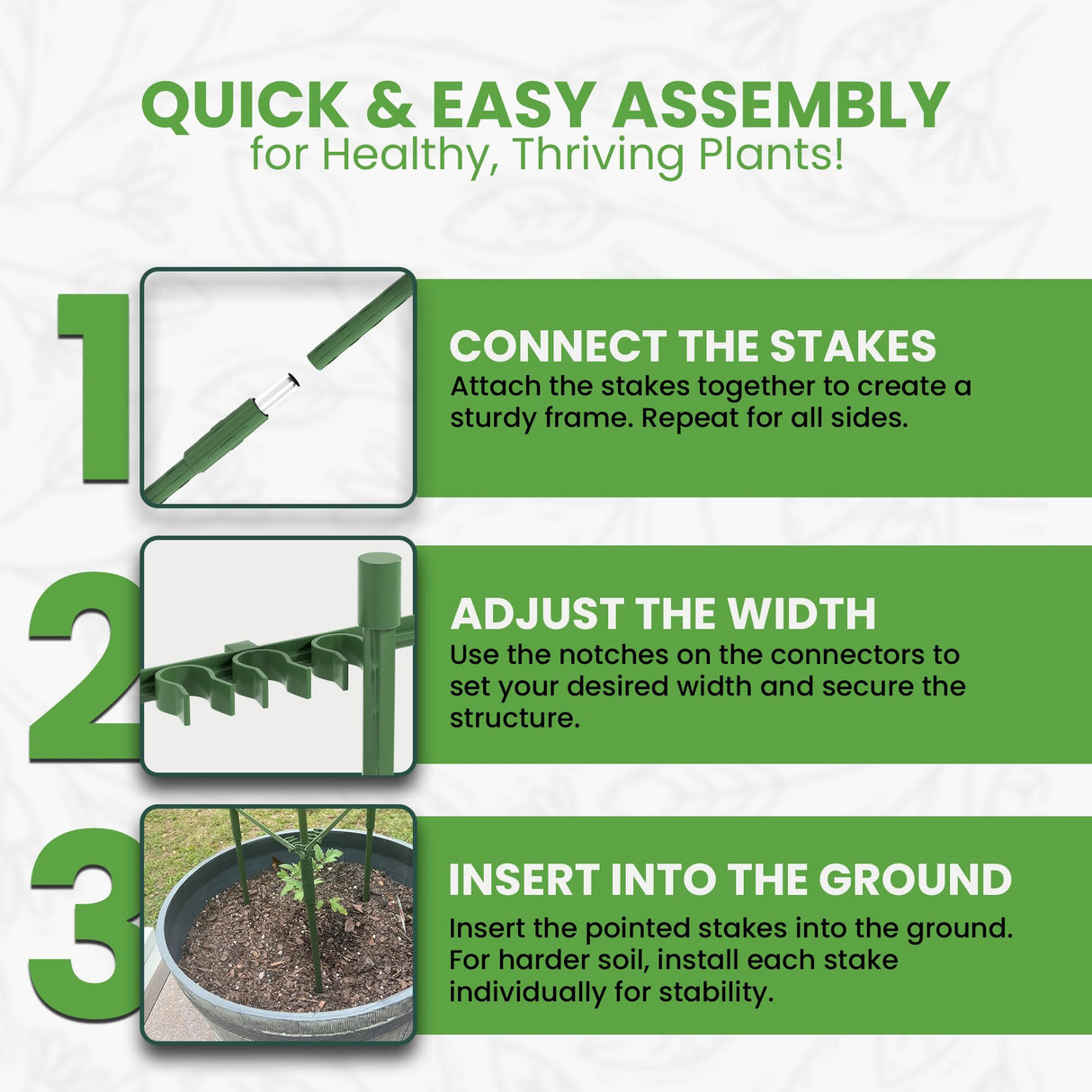 Tomato Cage - Trellis Stakes and Plant Support Structures for Vegetables and Climbing Plants - Tall Tomato Cages for Garden, Pots, Raised Garden Bed Outdoor (3 Pack - Up to 48 Inches) K-Brands