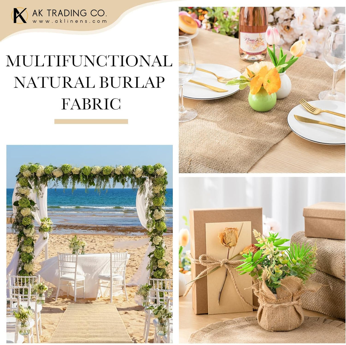 AK TRADING CO. 40" Wide Burlap Fabric 10oz Natural - Heavy Duty 100% Jute Material for Upholstery, Home Décor, Gardening, & Wedding Projects - Eco-Friendly & Biodegradable - 40 Inches x 5 Yards AK TRADING CO.