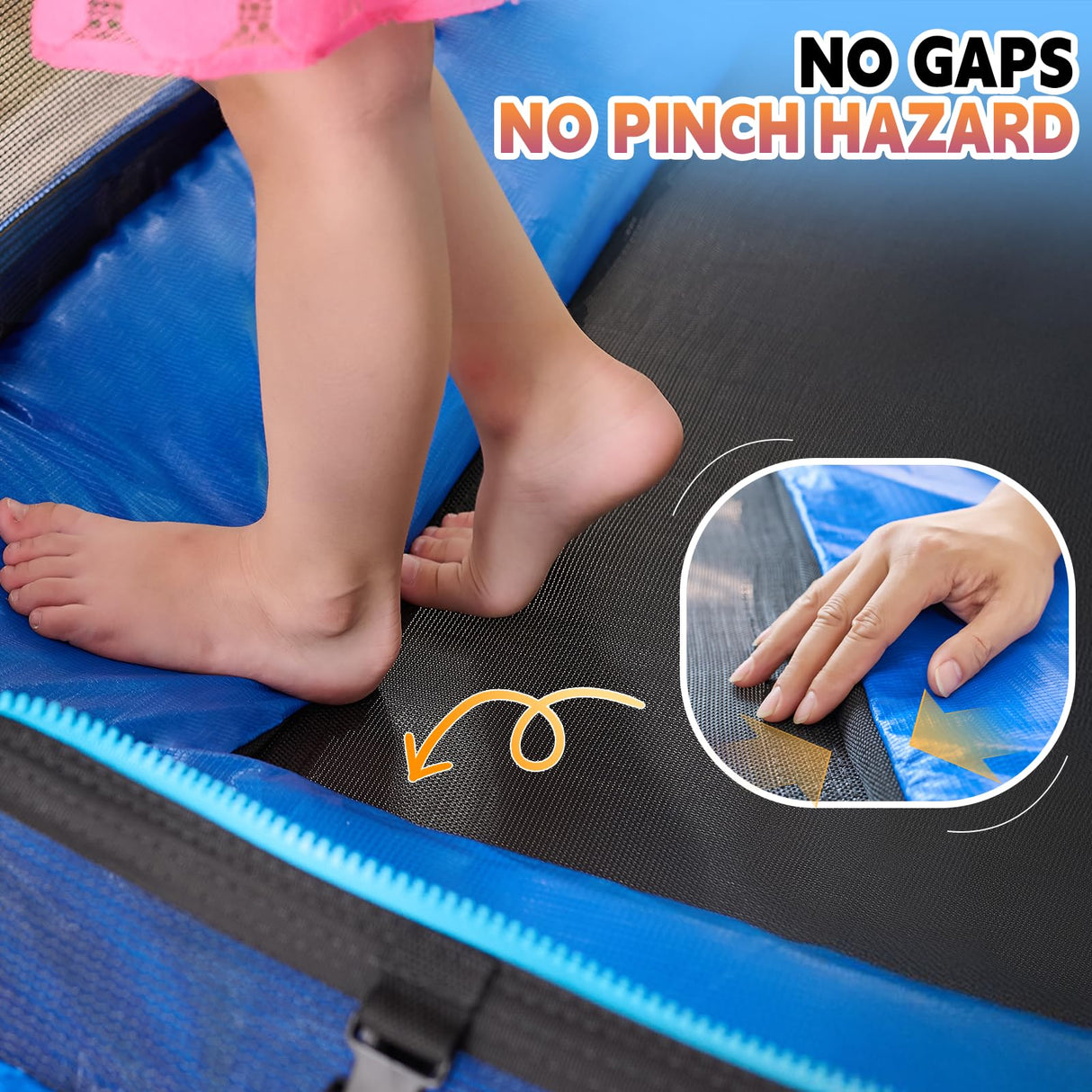 6FT Rectangle Toddler Trampoline with Swing & Horizontal Bar, Enclosure Safety Net, ASTM Approved – Indoor/Outdoor Kids Trampoline, Blue Calmmax