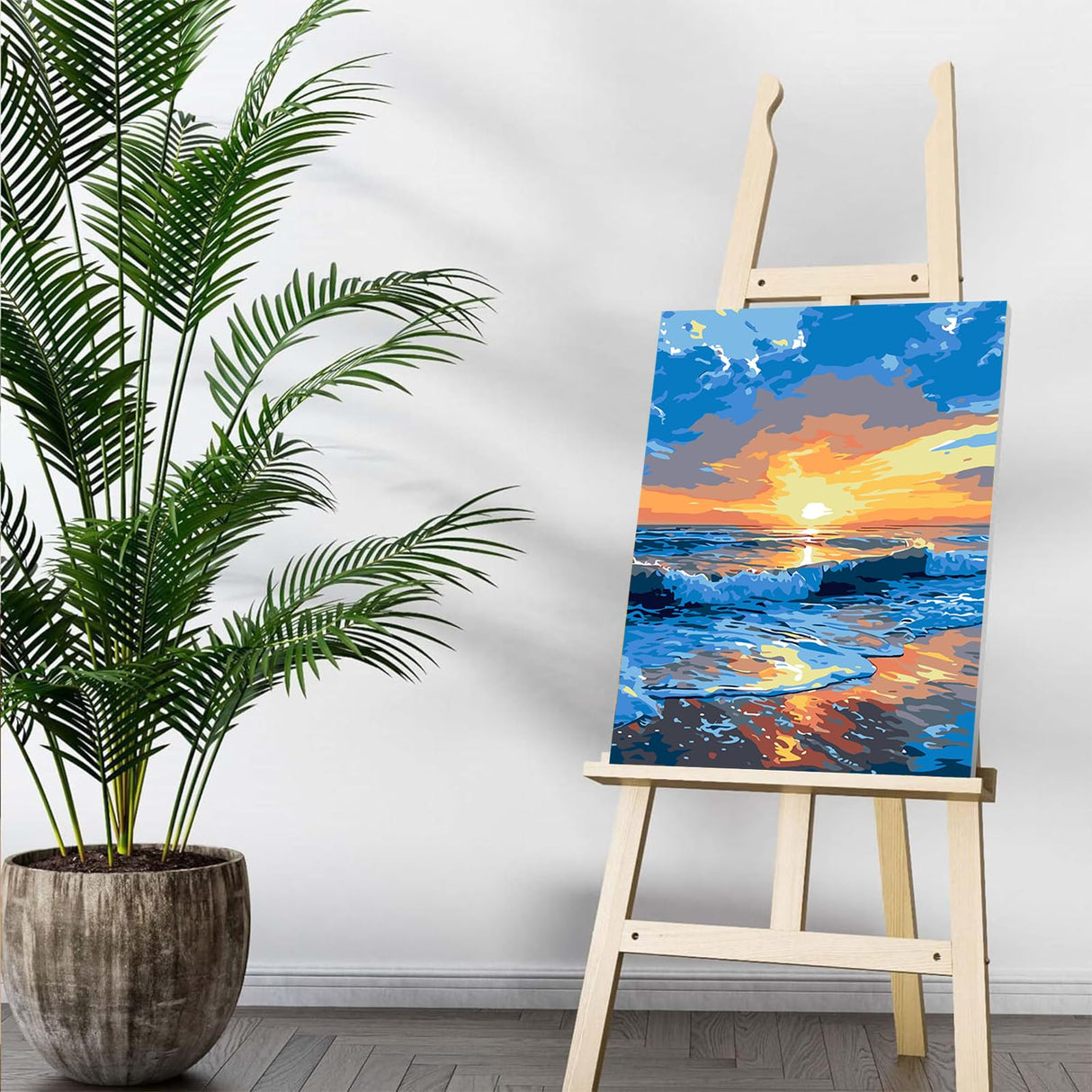 Auremi Ocean Paint by Number Kits for Adults,Landscape Paint by Number on Canvas with Frame DIY Painting with Number Acrylic Oil Paint Kits for Home Decor 8x12 Inch Auremi