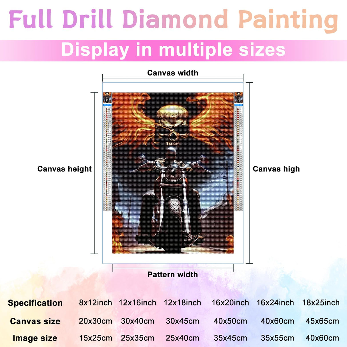 YOUSHIHA Vehicle Diamond Painting Kits for Adults,Skull Motorcycle Diamond Painting Art Kit for Adult,DIY Full Drill Gem Art with Diamonds for Home Wall Decor Gifts 12x16 Inch YOUSHIHA