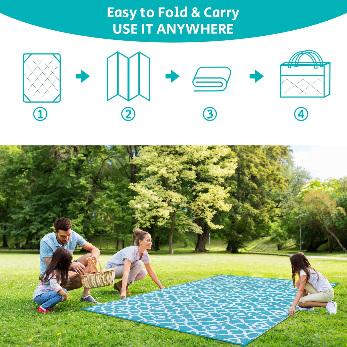 HEBE Outdoor Rug Waterproof 6x9, Plastic Straw Rug Camping Rug, Reversible Outdoor Patio Rugs RV Mat Clearance, Indoor Outside Floor Carpet for Porch,Deck,Camper,Balcony,Backyard HEBE