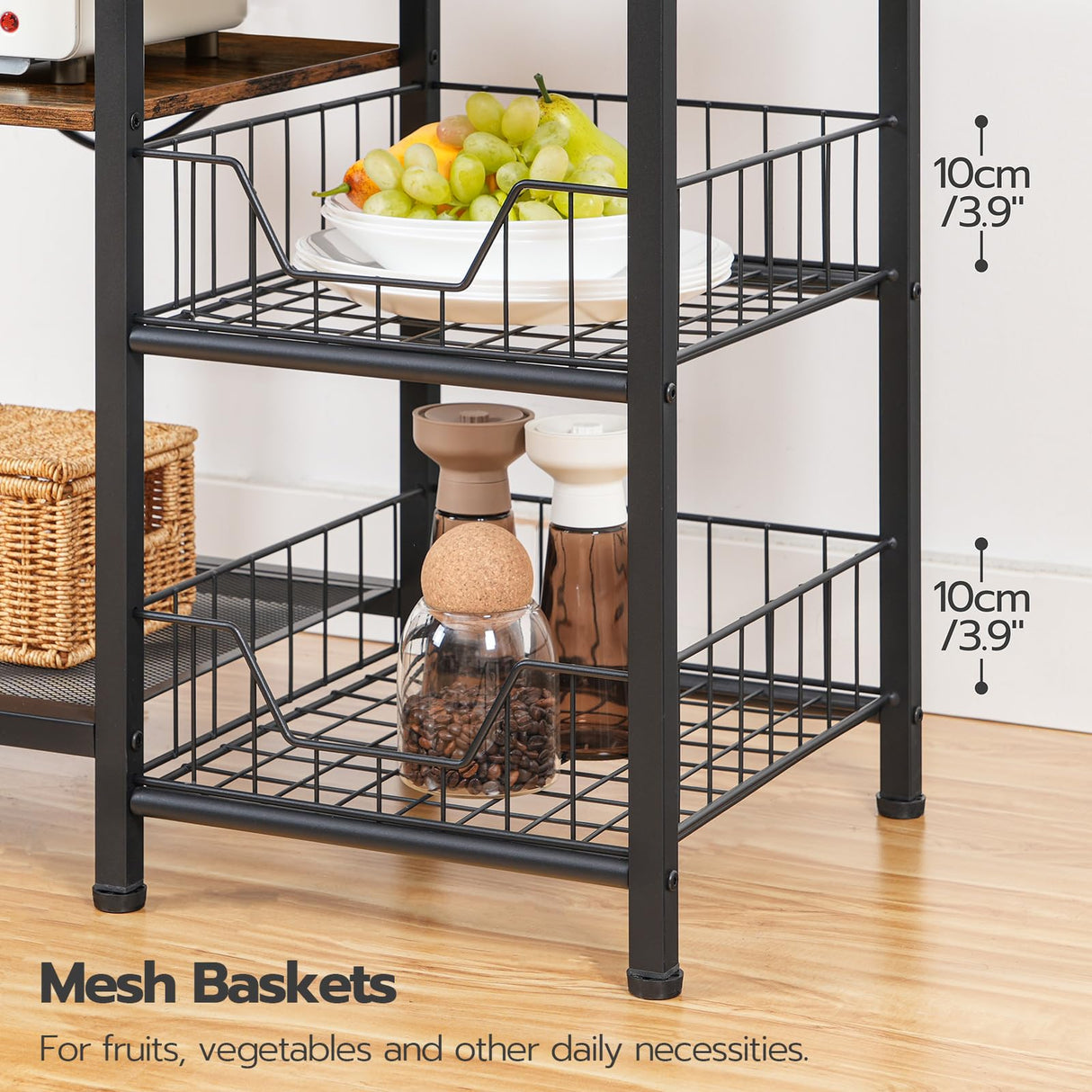 HOOBRO Multifunctional 6-Tier Bakers Rack with Power Outlets and Hooks for Kitchen and Living Room HOOBRO