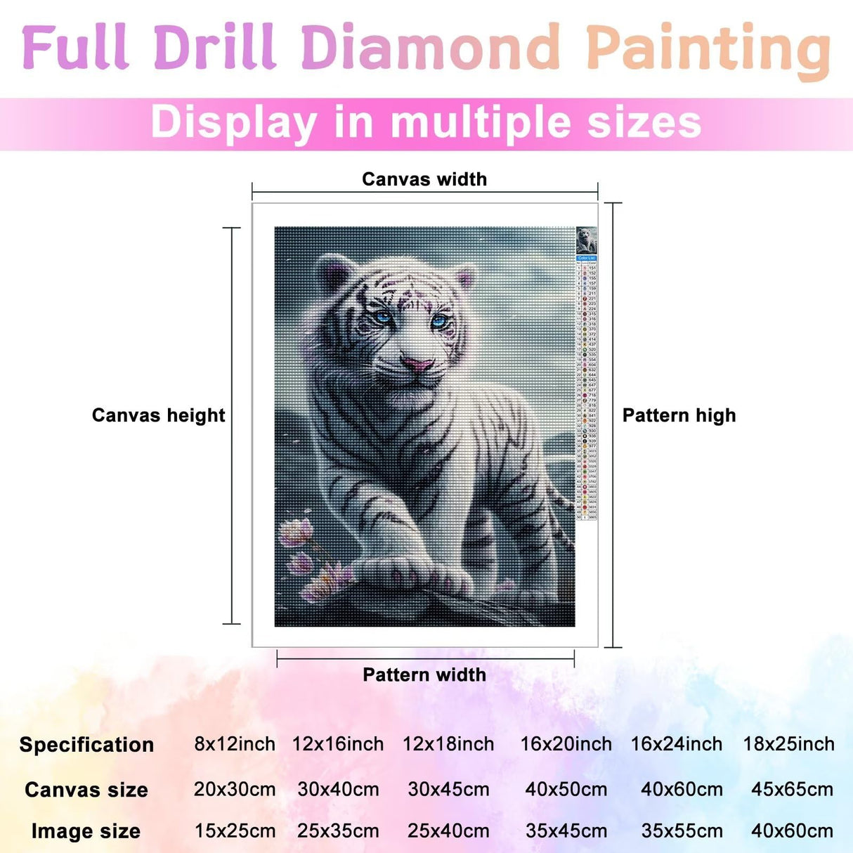 DIY Diamond Painting for Adults and Kids, White Tiger Diamond Painting Kit, Animal 5D Diamond Painting Diamond Art, Home Art Crafts 8x12 Inch Champi