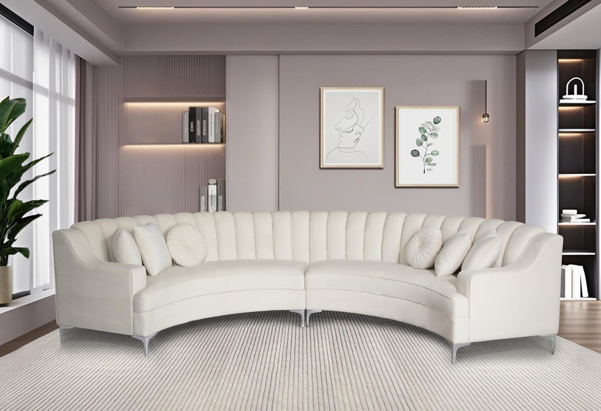 Legend Vansen L Semicircle Velvet Sofa 141.34” Oversized Sectional Curved Sofa for Living Room, Office, Apartment (1, Cream) Legend Vansen