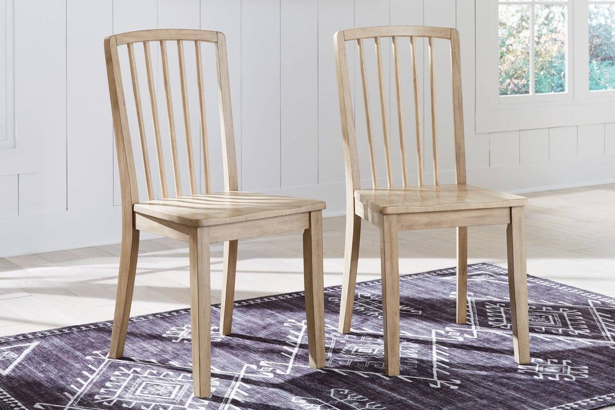 Signature Design by Ashley Gleanville Casual Solid Wood Dining Side Chair with Contoured Seat, Set of 2, Light Brown Signature Design by Ashley