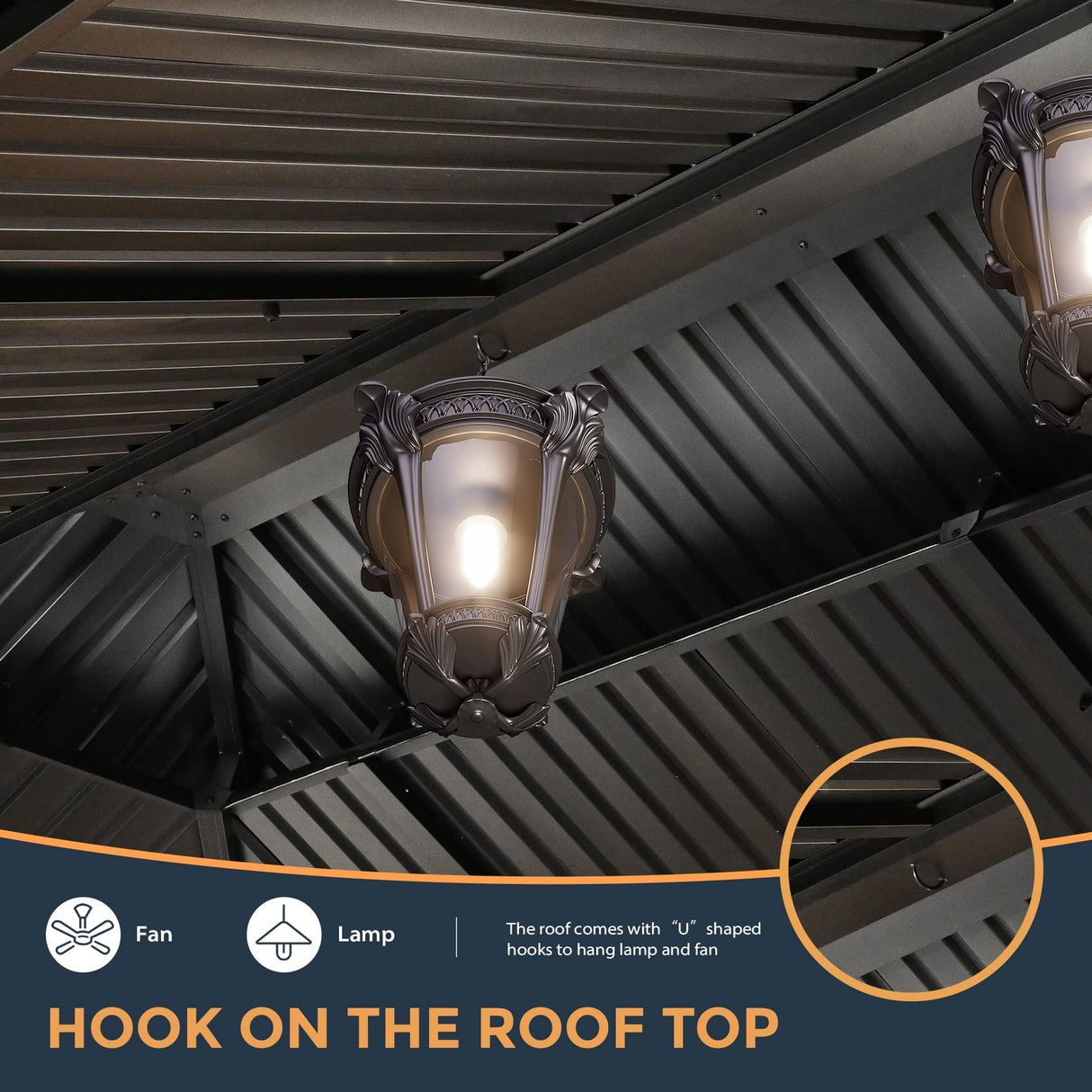 HAPPATIO 12' x 20' Hardtop Gazebo, Outdoor Aluminum Frame Gazebo with Galvanized Steel, Double Roof Permanent Patio Metal Gazebo Canopy with Netting and Curtains for Backyard, Patio, Deck (Gray) HAPPATIO