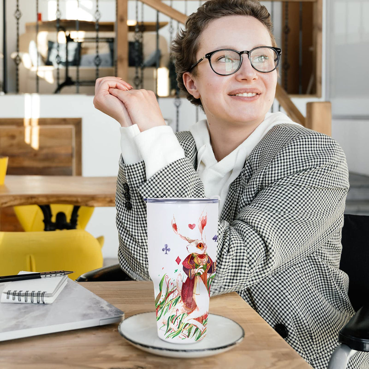 MAIKESUB 4 Pcs 30 oz Sublimation Double Wall Vacuum Insulated Cups With Lids Stainless Steel White Coffee Mugs for Vehicle Cup Holders Travel Tumbler Car Cups MAIKESUB