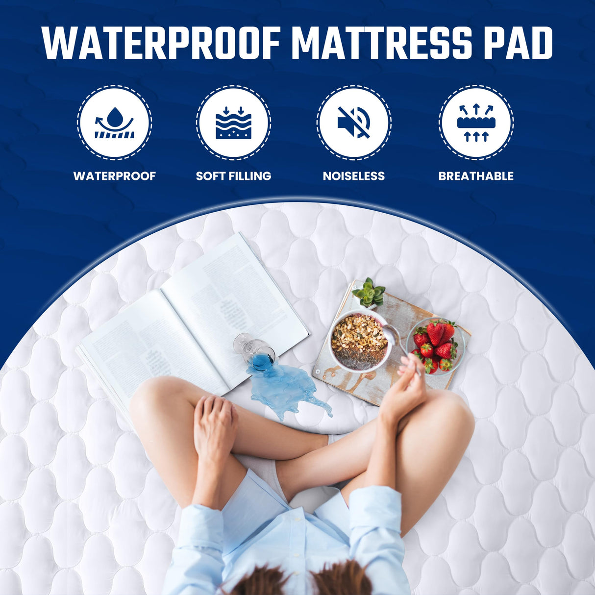 Utopia Bedding Waterproof Mattress Protector, Queen Mattress Pad, Quilted Fitted Cover Stretches up to 16 Inches Deep (White) Utopia Bedding