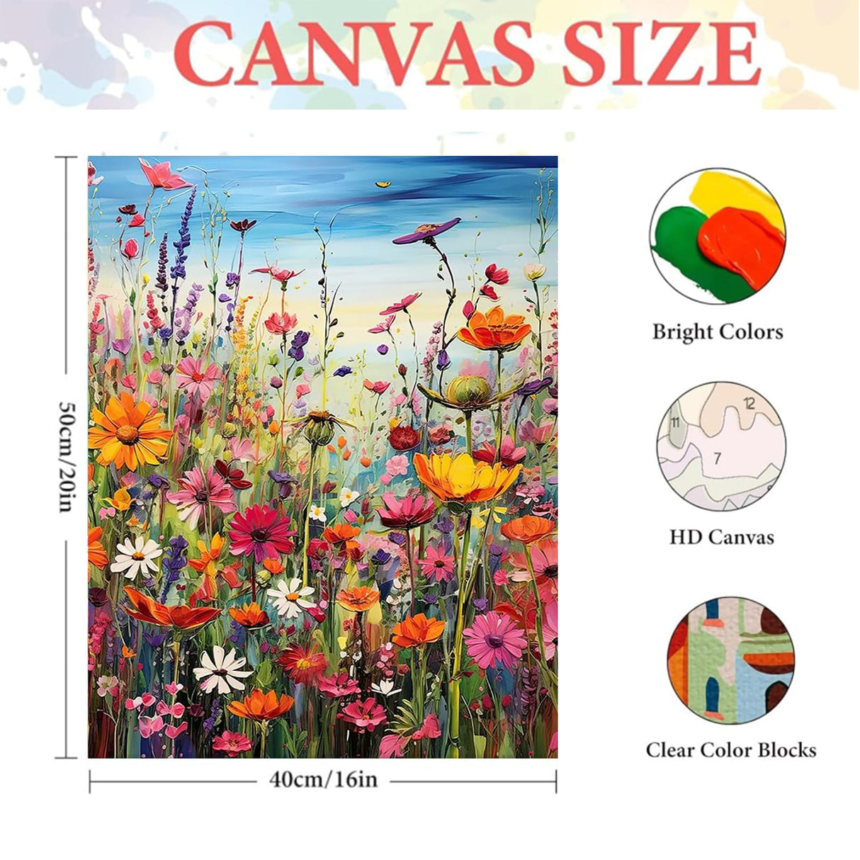 HITIRECOVI Wild Flowers Paint by Numbers Kits for Adults,Flower Paint by Numbers Kits,Adult Paint by Number Kits on Canvas Flowers,Home Wall Decor(16x20in) HITIRECOVI