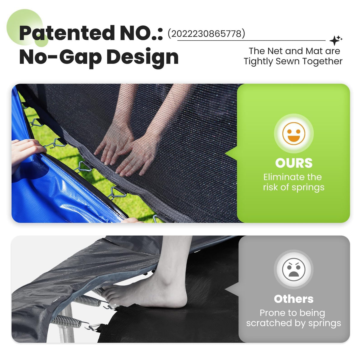 Zupapa 1800LBS Weight Capacity 2025 Double Frames Trampoline with No-Gap Design Curved Poles 16 15 14 12FT Trampolines for Kids with Enclosure Net Outdoor Trampolin for Children Adults Family Zupapa