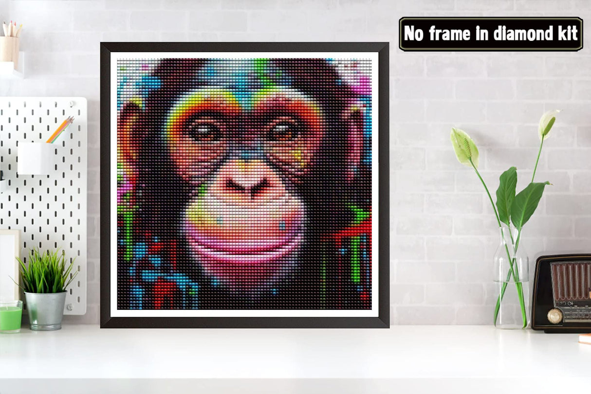 Bimkole 5D Diamond Painting Cute Monkey, Full Drill Animal Art Oil Painting DIY Rhinestone Embroidery Set Paint with Diamonds Art by Number Kits Cross Stitch Home Wall Craft Decoration (12x12inch) Bimkole