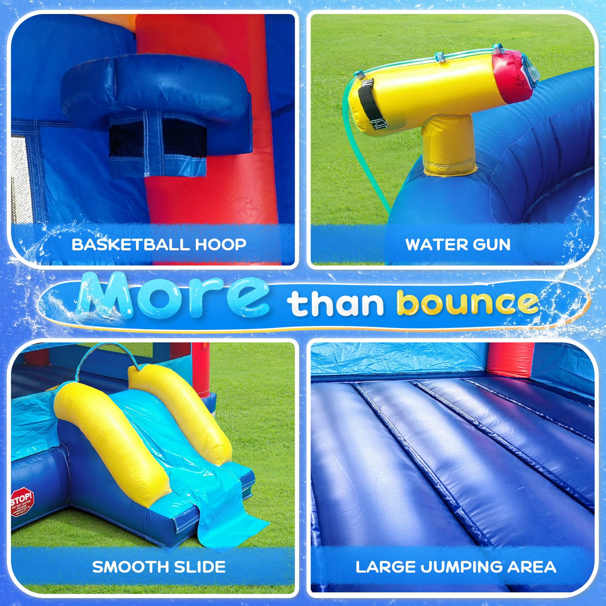 JOYMOR Commercial Grade Bounce House w/Slide and Pool for Adults and Big Kids, 12x12FT Jumping Area, 100% PVC Vinyl Commercial Water Slide with Water Cannon for Outdoor Backyard (with Blower) JOYMOR