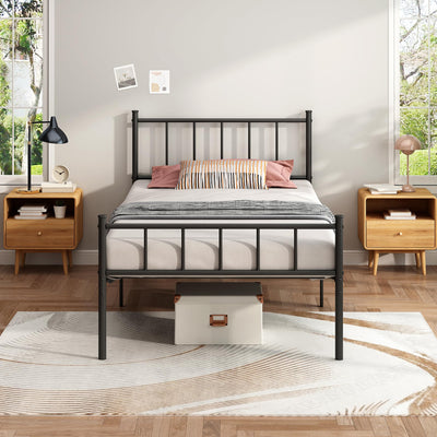 HAFENPO Twin Size Platform Bed Frame - Black Metal Bed Frame,Heavy Duty Base with Headboard and Footboard,Steel Slat Support,No Box Spring Needed,Easy to Assemble,Suitable for Bedrooms