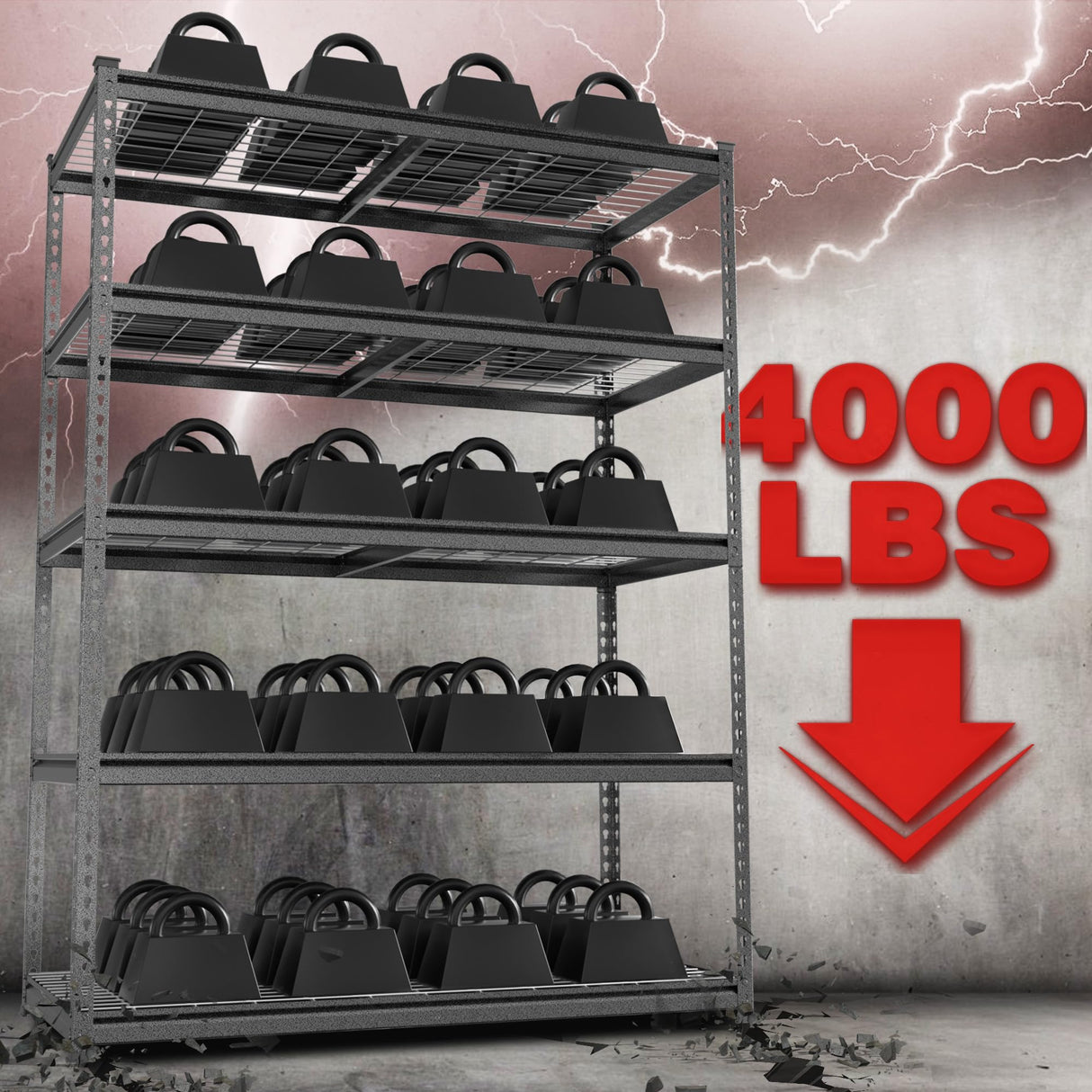 WORKPRO Heavy Duty Shelving - 5-Tier, 48'W x 24'D x 72'H, Adjustable Metal Shelves for Garage, Basement, Warehouse, Workshop - Black/Sliver WORKPRO