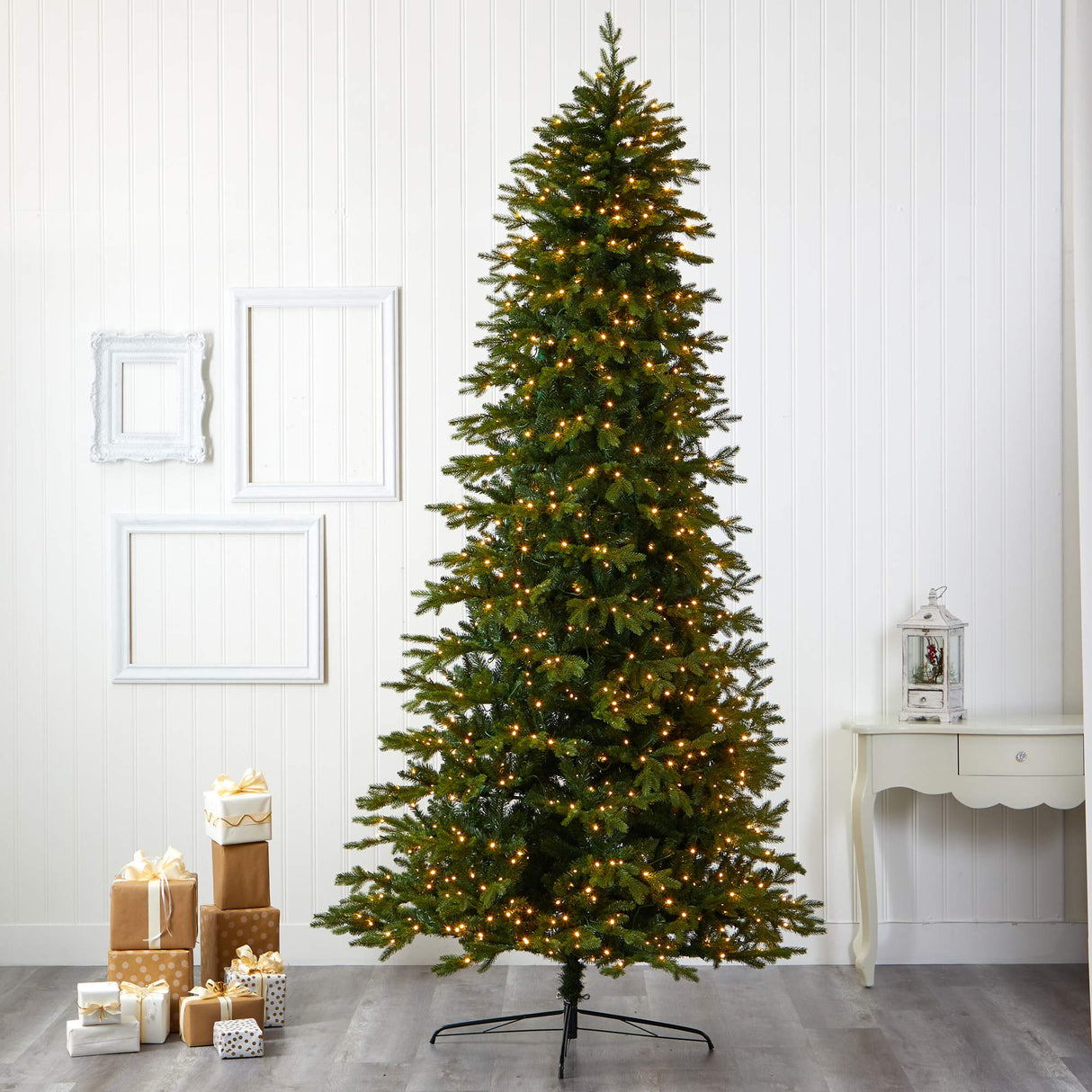 Nearly Natural 10ft. Belgium Fir Natural Look Artificial Christmas Tree with 1050 Clear LED Lights Nearly Natural