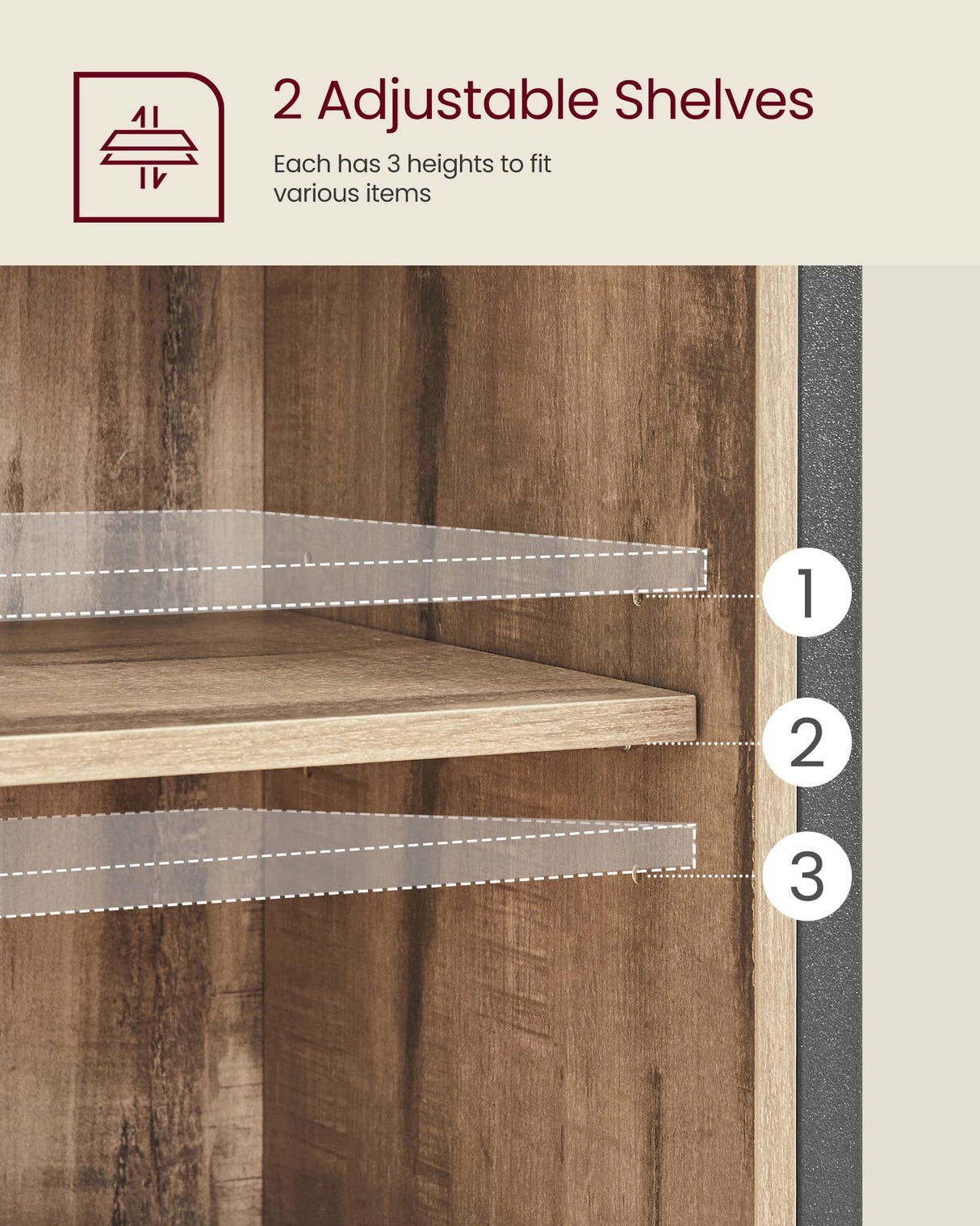 VASAGLE Buffet Cabinet, Sideboard with Open Compartment, Sliding Barn Door, 11.8"D x 27.6"W x 31.5"H, Toasted Oak and Black ULSC089B50 VASAGLE